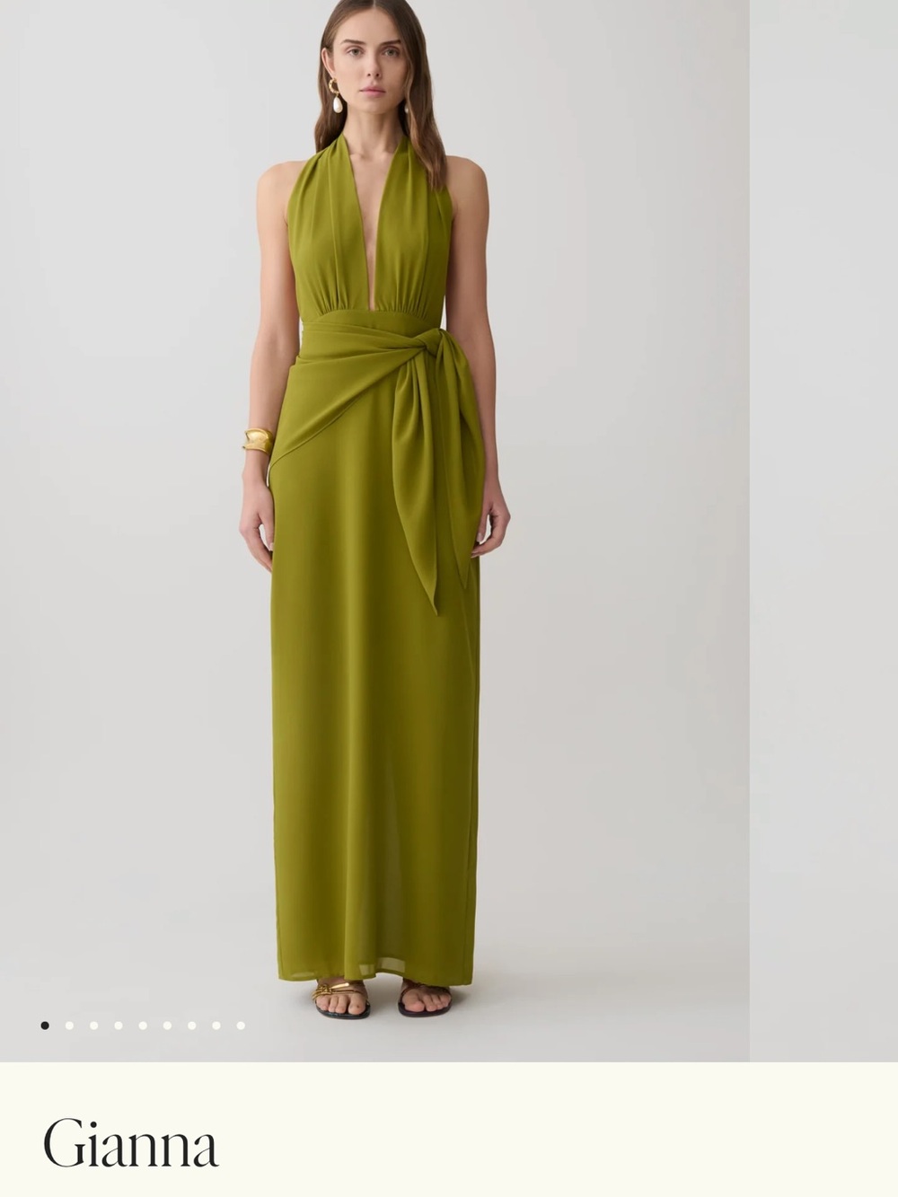 Olive Green Halter Maxi Dress - Picture 2 of 2